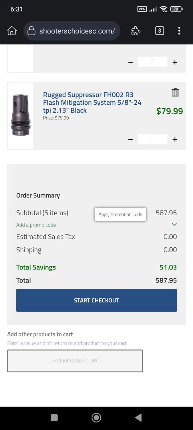 Shooters Choice promo code screenshot showing code FREESHIP applied at Shooters Choice checkout page. Uploaded by SimplyCodes community member JhoennysM on Aug 13, 2025