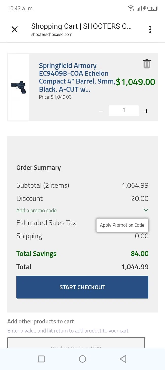 Shooters Choice promo code screenshot showing code 20OFF250 applied at Shooters Choice checkout page. Uploaded by SimplyCodes community member BonusVoyager4214 on Feb 21, 2026