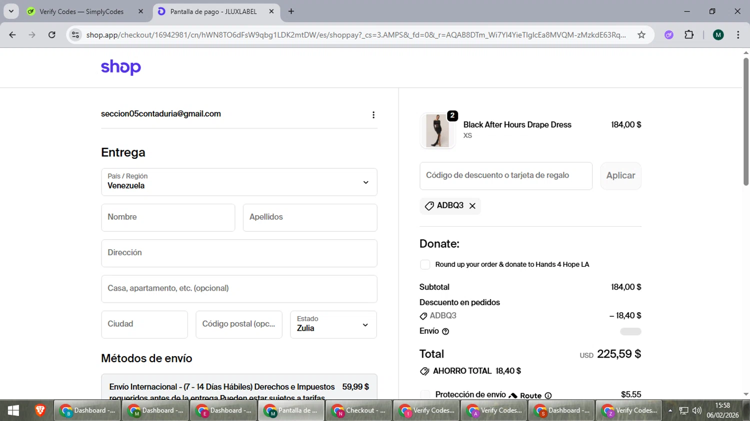 Shop checkout page showing Shop discount code box | Screenshot taken by SimplyCodes community member on Feb 6, 2026