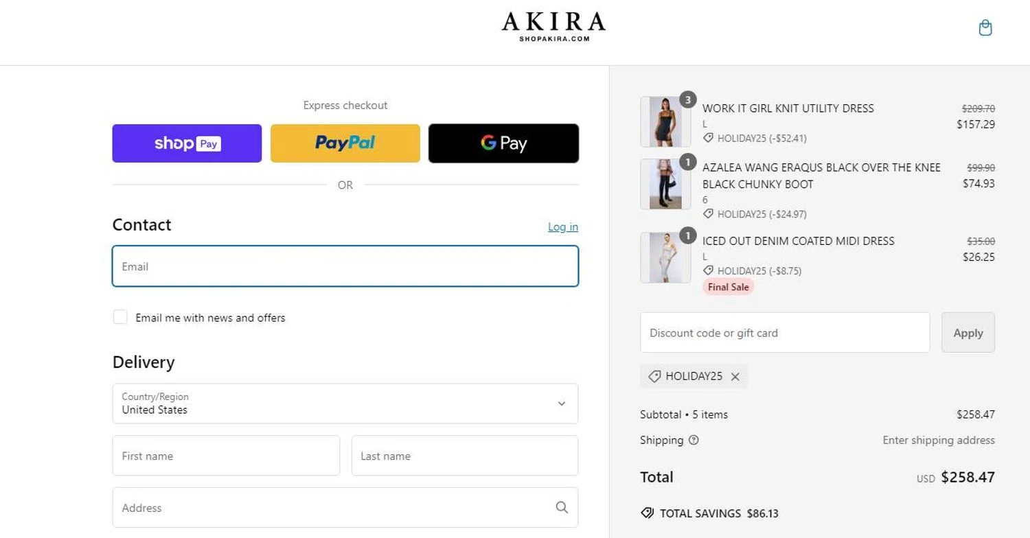 Akira Promo Codes - 30% Off | December 2024