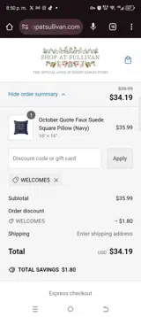 Welcome5 coupon verification screenshot
