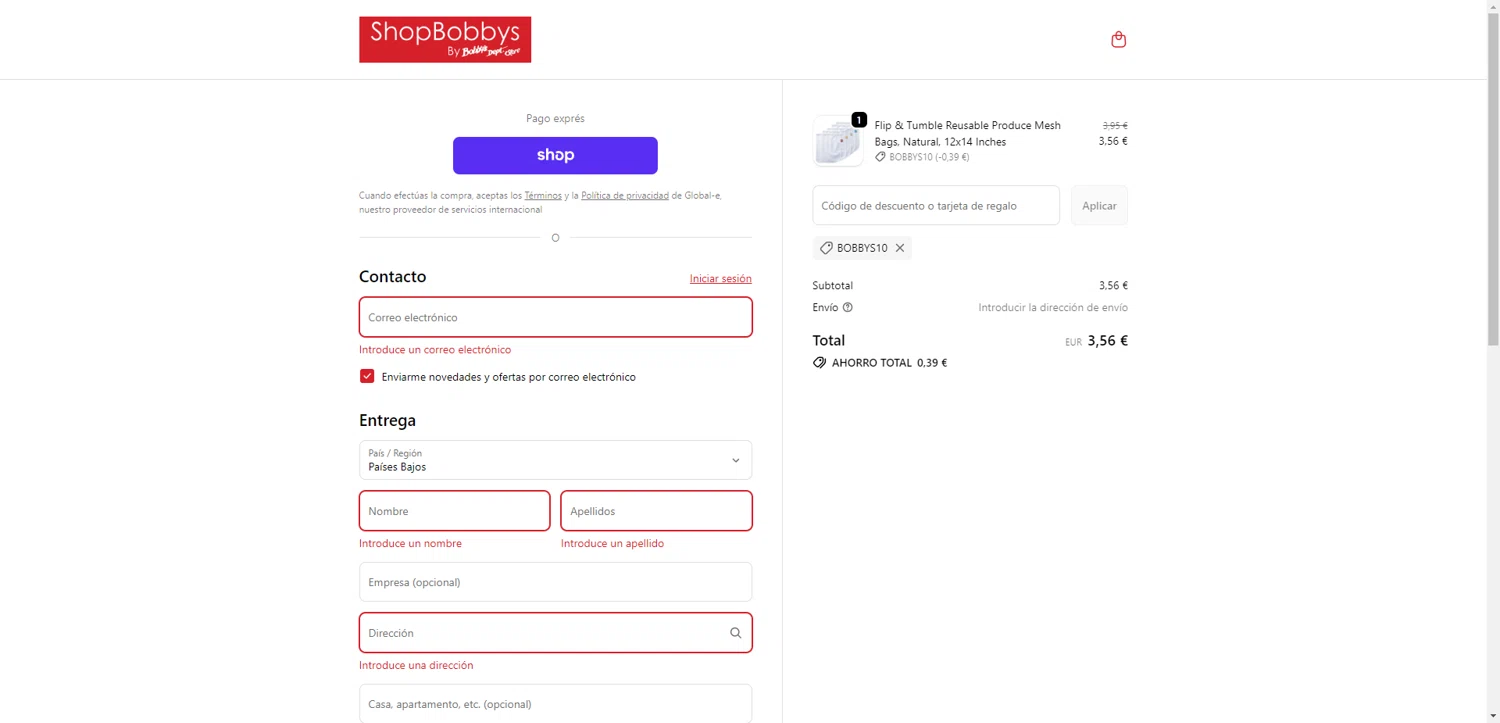 Shop Bobbys promo code screenshot showing code BOBBYS10 applied at Shop Bobbys checkout page. Uploaded by SimplyCodes community member PennyRanger8219 on Oct 25, 2025