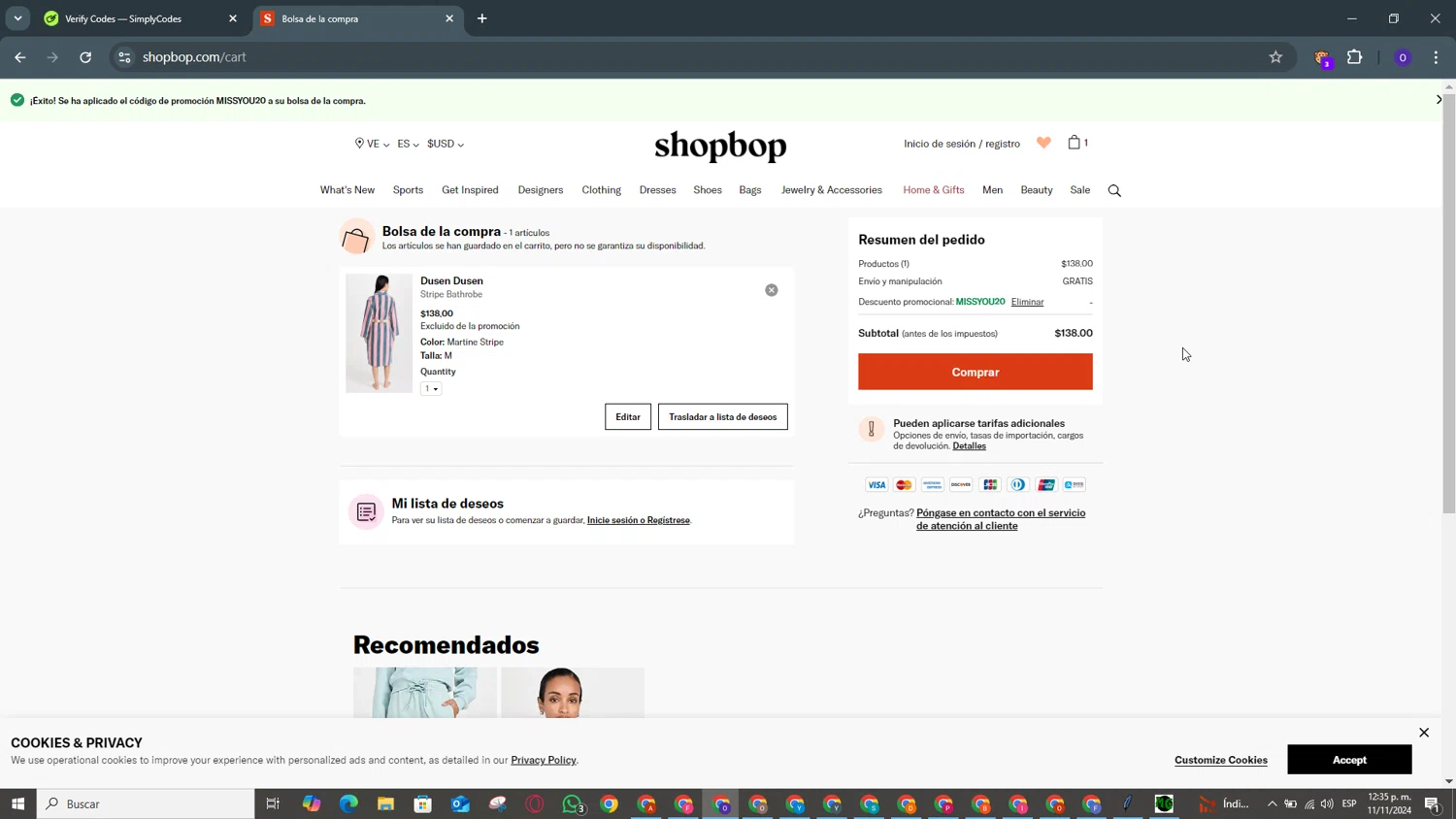 where to use Shopbop promo code box