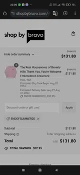 ENDOFSUMMER20 coupon verification screenshot