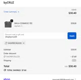 shopbycruz20 coupon verification screenshot