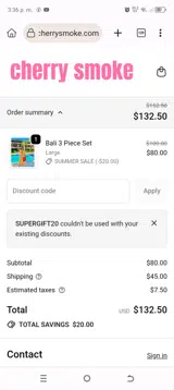 supergift20 coupon verification screenshot
