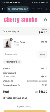 Rhasfort coupon verification screenshot