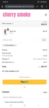 HUECANEGRA coupon verification screenshot