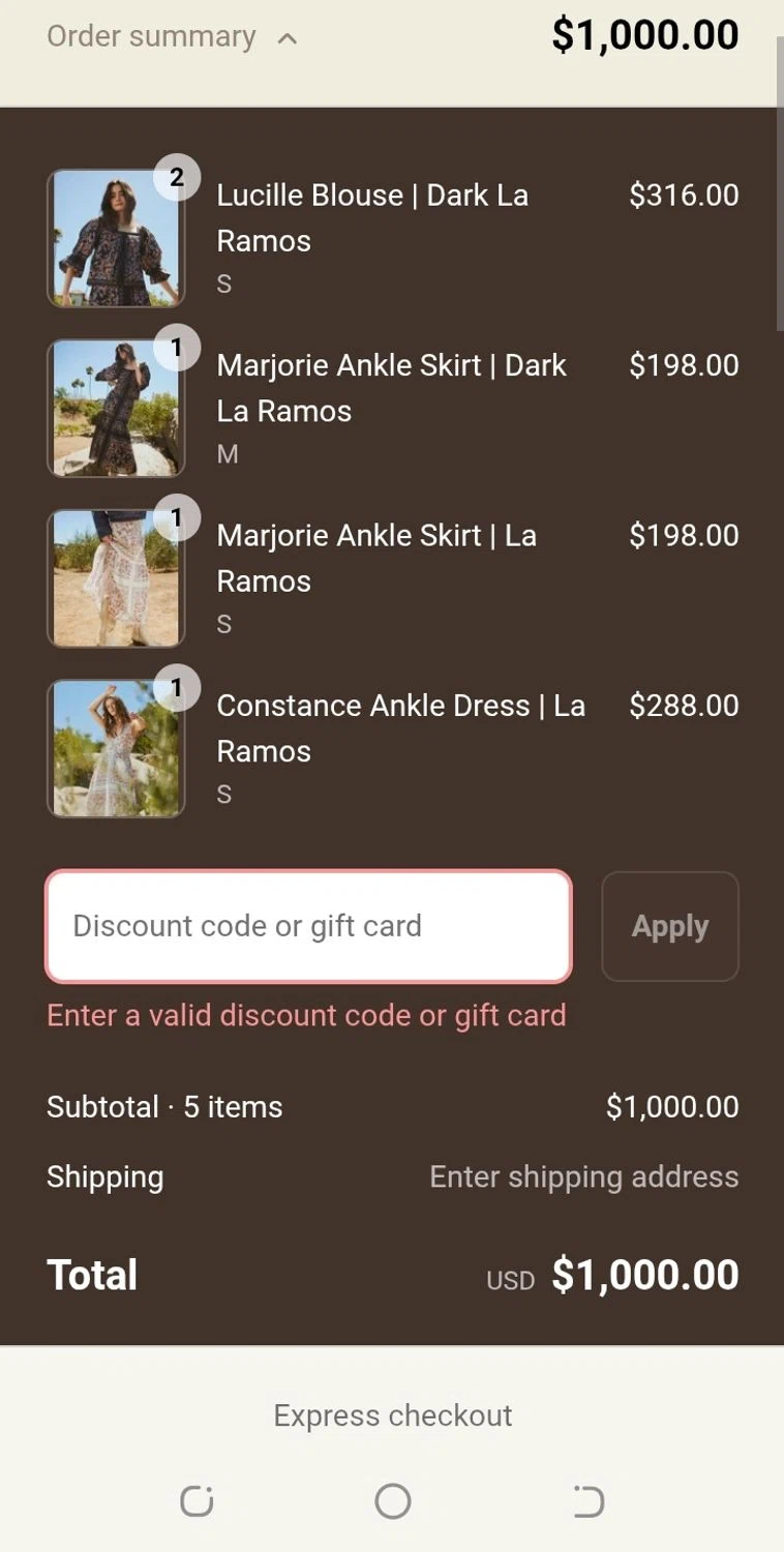 Cleobella discount code screenshot showing code mixandmatch15 applied at Cleobella checkout page. Uploaded by SimplyCodes community member aguirremariagabriela on Aug 10, 2025