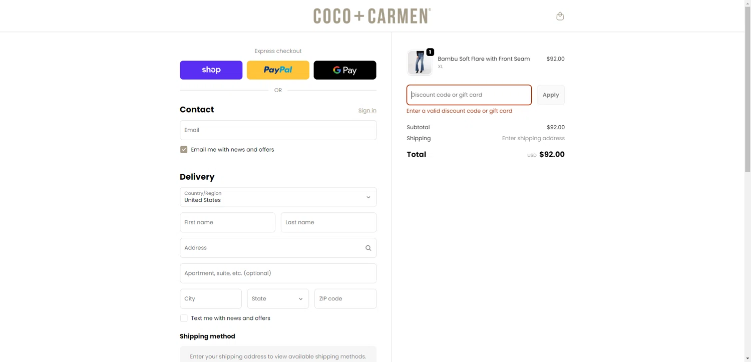 COCO + CARMEN coupon code screenshot showing code CYBER2025 applied at COCO + CARMEN checkout page. Uploaded by SimplyCodes community member ScanRanger3503 on Dec 6, 2025