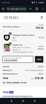 ENDOFSUMMER coupon verification screenshot