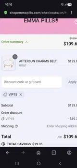 Vip15 coupon verification screenshot
