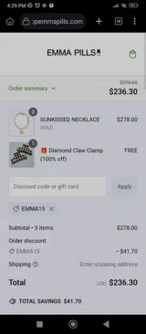 EMMA15 coupon verification screenshot