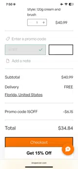 15OFF coupon verification screenshot