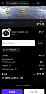 SANTACLAUS coupon verification screenshot