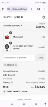 AURE15 coupon verification screenshot