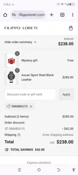 OMABDU15 coupon verification screenshot