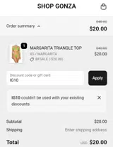 IG10 coupon verification screenshot