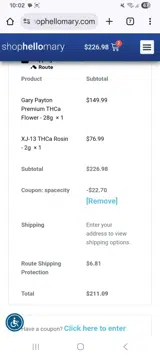 Shop Hello Mary coupon verification screenshot