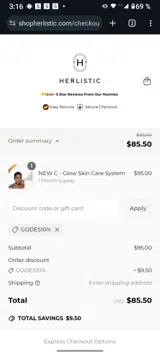 Godes10% coupon verification screenshot