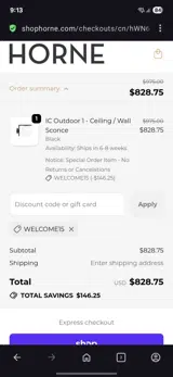 Welcome15 coupon verification screenshot