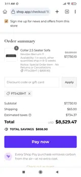 PTS42BHT coupon verification screenshot