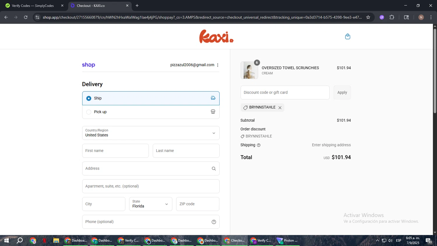 KAXI.co promo code screenshot showing code brynnstahle applied at KAXI.co checkout page. Uploaded by SimplyCodes community member DiscountPioneer2554 on Sep 7, 2025