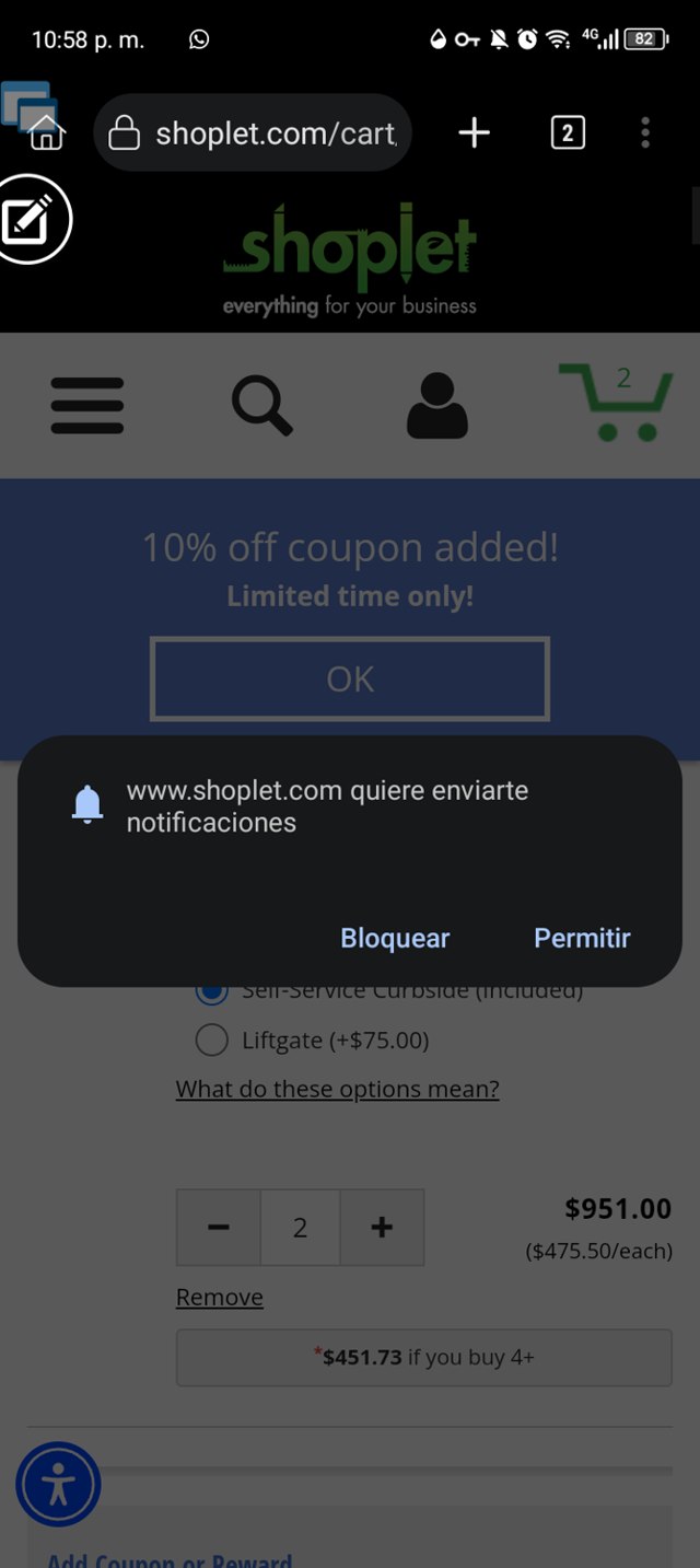 Shoplet.com checkout page showing Shoplet.com coupon code box | Screenshot taken by SimplyCodes community member on Mar 13, 2025