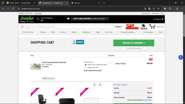 Shoplet.com checkout page showing Shoplet.com coupon code box | Screenshot taken by SimplyCodes community member on Aug 13, 2025