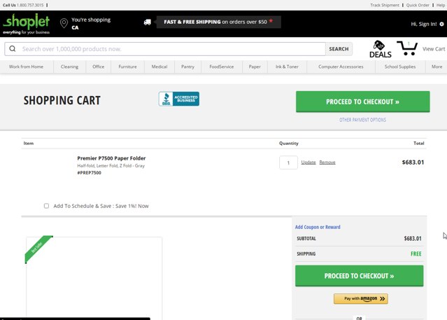 Shoplet.com checkout page showing Shoplet.com coupon code box | Screenshot taken by SimplyCodes community member on Mar 5, 2025