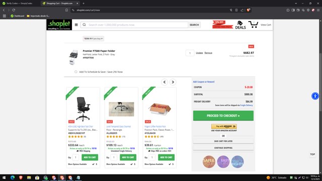 Shoplet.com checkout page showing Shoplet.com coupon code box | Screenshot taken by SimplyCodes community member on Mar 13, 2025