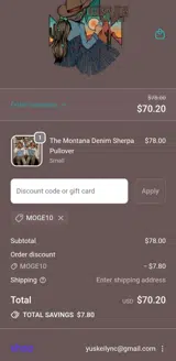 MOGE10 coupon verification screenshot