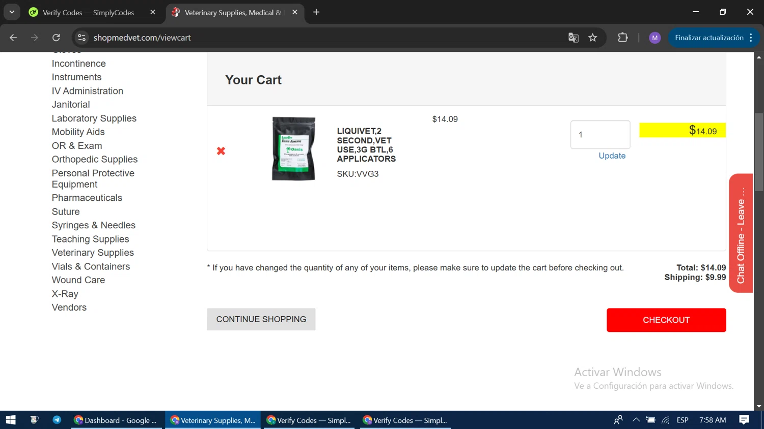 Shop Medvet promo code screenshot showing code AMEX50 applied at Shop Medvet checkout page. Uploaded by SimplyCodes community member CodeLegend9632 on Jan 20, 2025