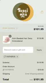 FATHER15 coupon verification screenshot