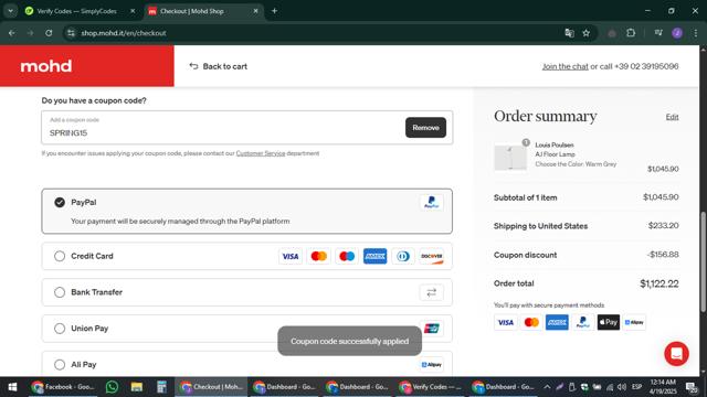 mohd checkout page showing mohd discount code box | Screenshot taken by SimplyCodes community member on Apr 19, 2025
