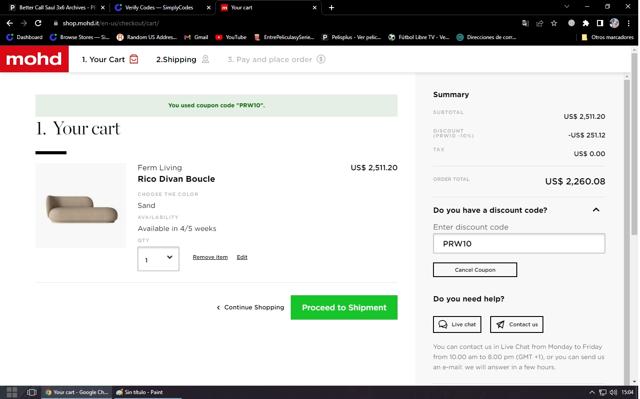 mohd checkout page showing mohd discount code box | Screenshot taken by SimplyCodes community member on Aug 13, 2022