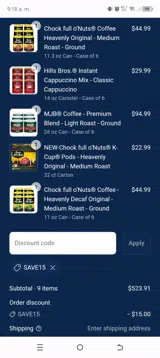SAVE15 coupon verification screenshot