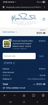 Get10 coupon verification screenshot