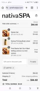 LUCY10 coupon verification screenshot