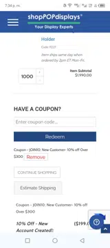 Join10 coupon verification screenshot