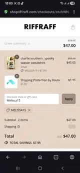 Melissa15 coupon verification screenshot