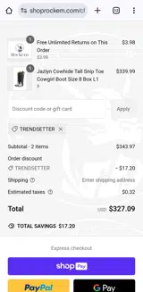 Trendsetter coupon verification screenshot