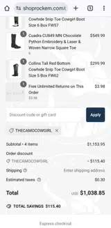 Thecamocowgirl coupon verification screenshot