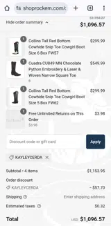 KAYLEYCERDA coupon verification screenshot
