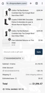 ROUGHIEMCDUFFIE coupon verification screenshot
