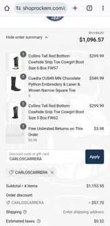 CARLOSCARRERA coupon verification screenshot
