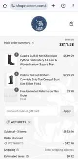 WETHRIFT5 coupon verification screenshot