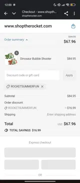 ROCKETSUMMERFUN coupon verification screenshot