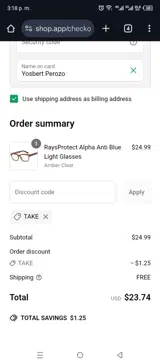 ShopSharpe coupon verification screenshot