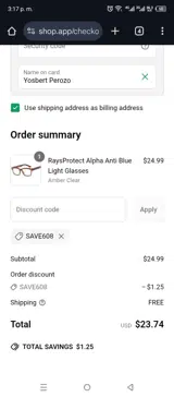 ShopSharpe coupon verification screenshot